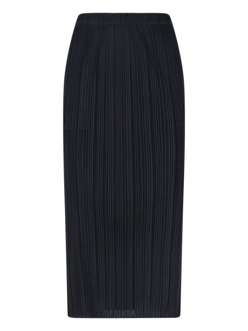 Pleats Please Pleated Black Skirt With Clean Waistband And Flowing Silhouette