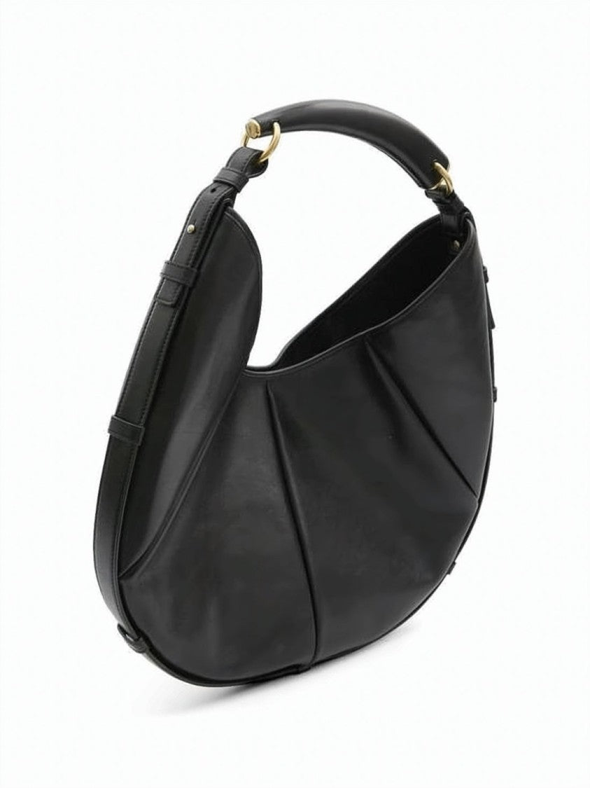 Saint Laurent Crescent Shape Calf Leather Shoulder Bag With Gold-Tone Hardware