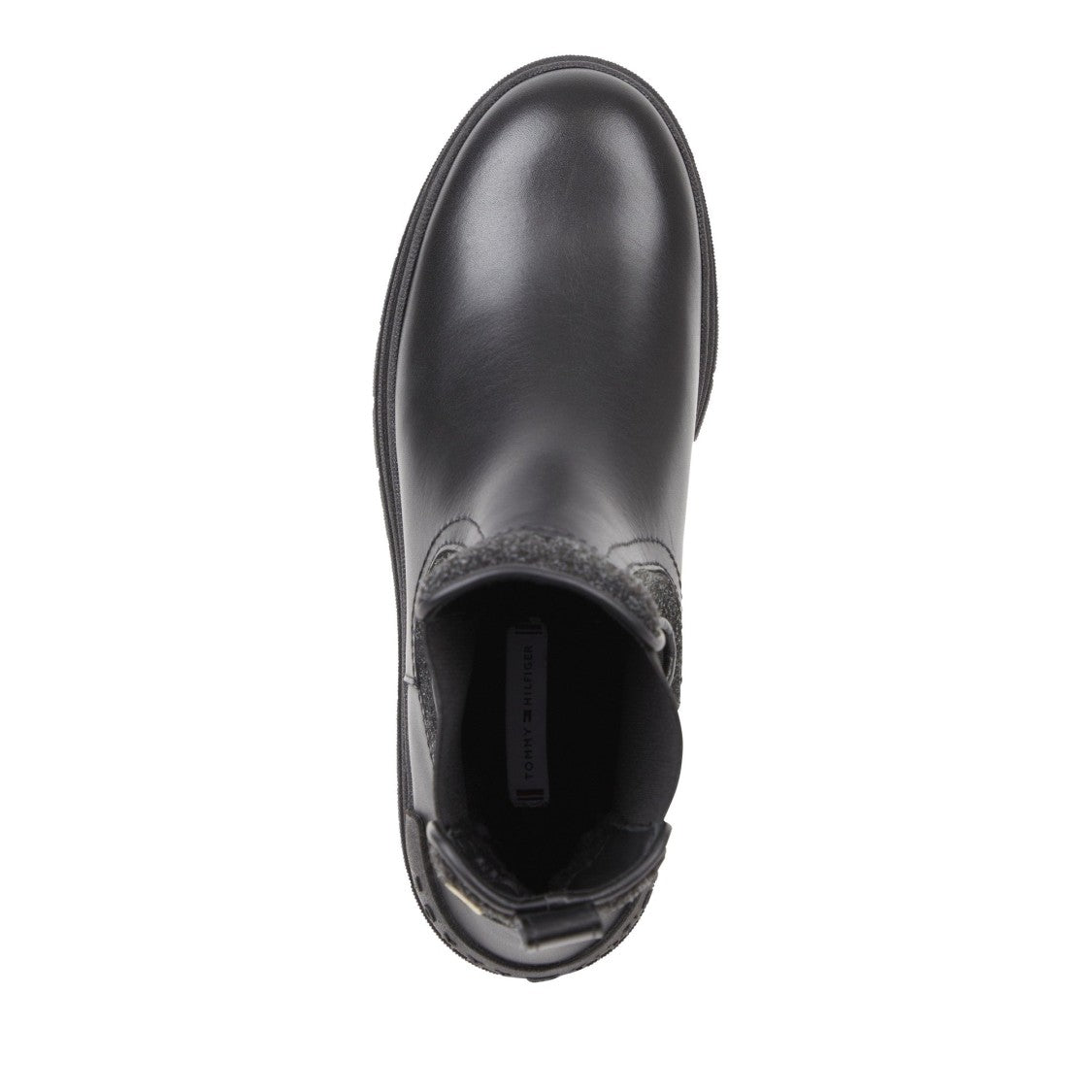 Tommy Hilfiger Black Textured Chunky Sole Chelsea Boots