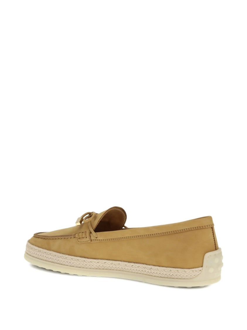 Tod's Tan Footwear Leather Braided Sole Loafers