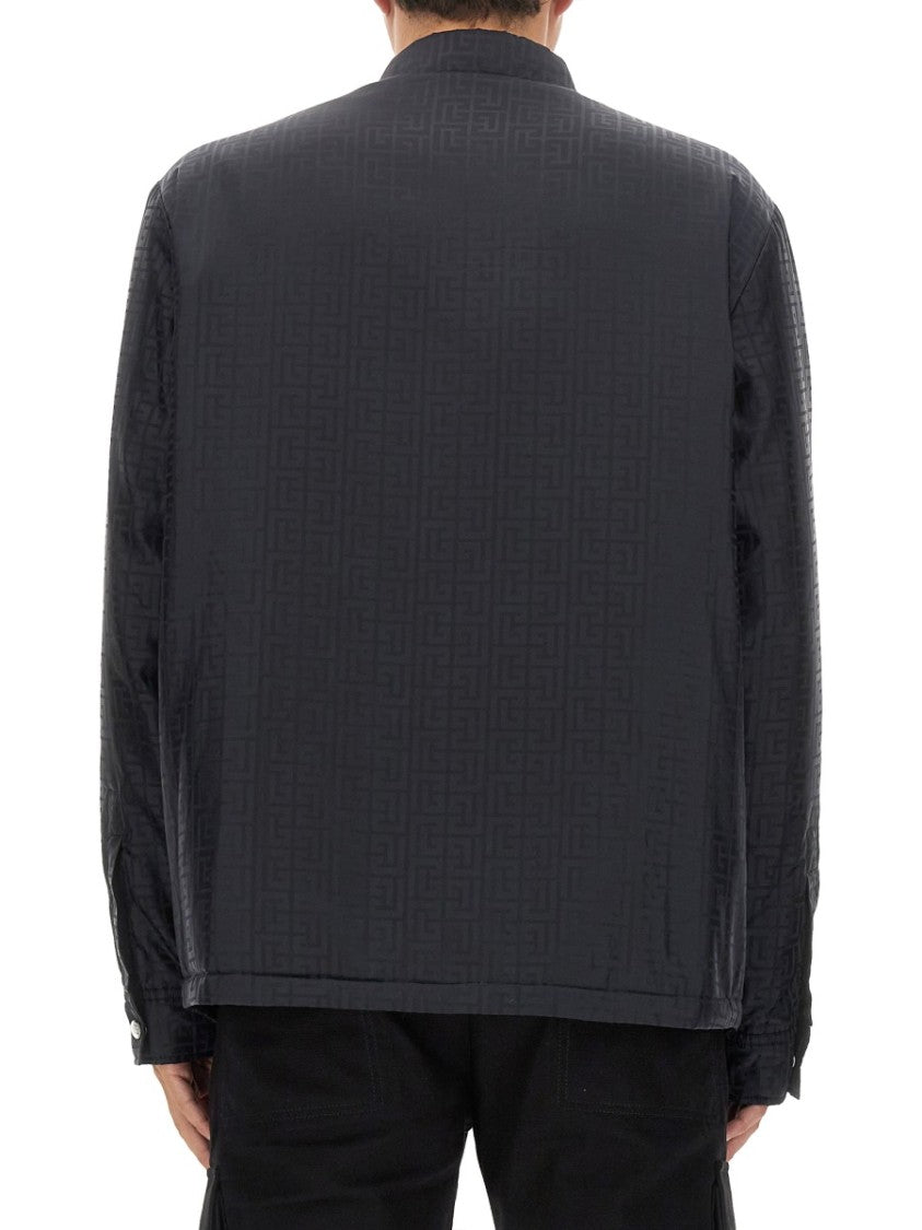Balmain Casual Black Jacket With Embossed Pattern