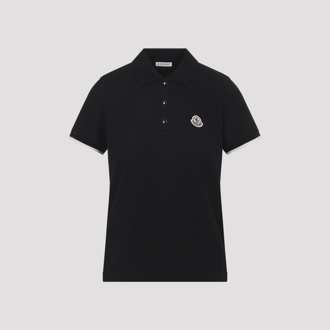 Moncler Black Cotton Piquet Polo With Logo Patch