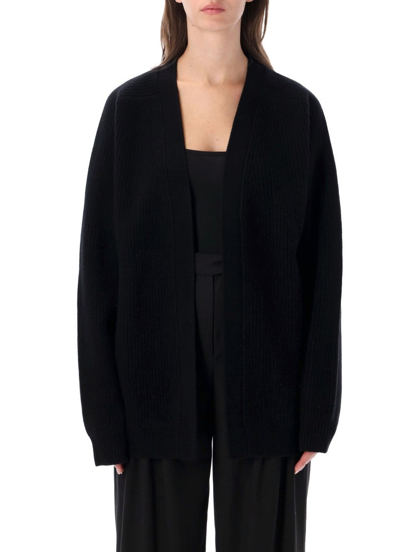 Rhea Open-Front Heavy Ribbed Deep V-Neck Cardigan