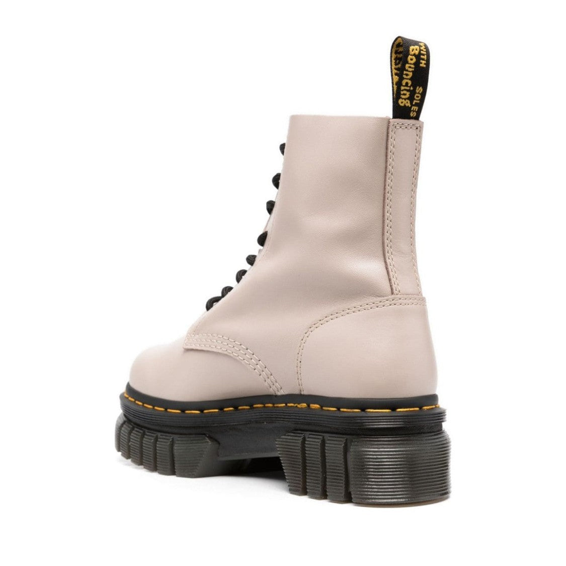 Dr. Martens Beige Audrick 8-Eye Lux Chunky Sole Leather Ankle Boots