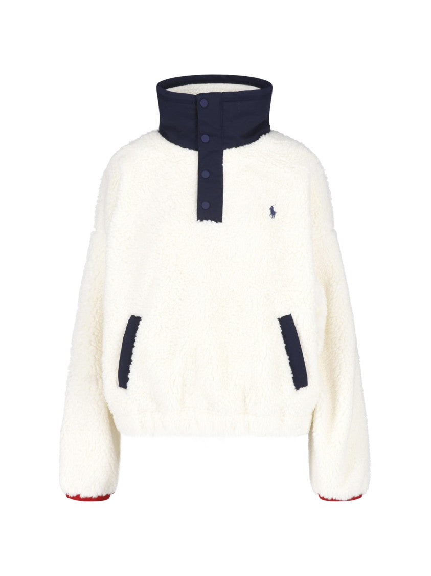 Polo Ralph Lauren Cream Polo Bear Half-Zip Fleece Sweatshirt