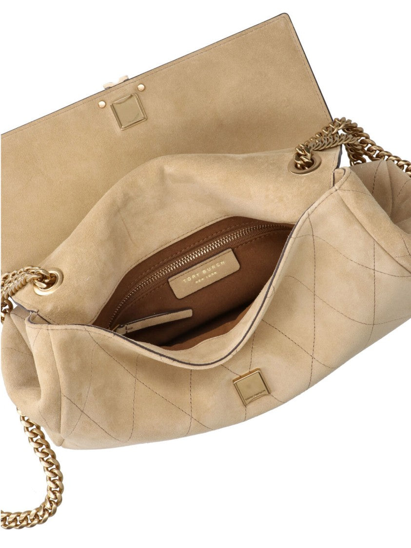 Tory Burch Quilted Handbag With Metallic Logo Clasp