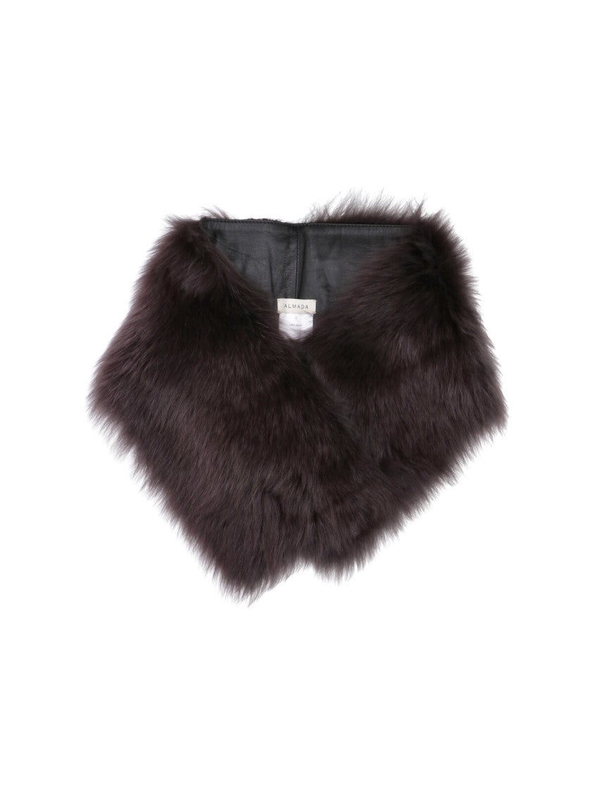 Almada Dark Brown Mayma Shearling Scarf