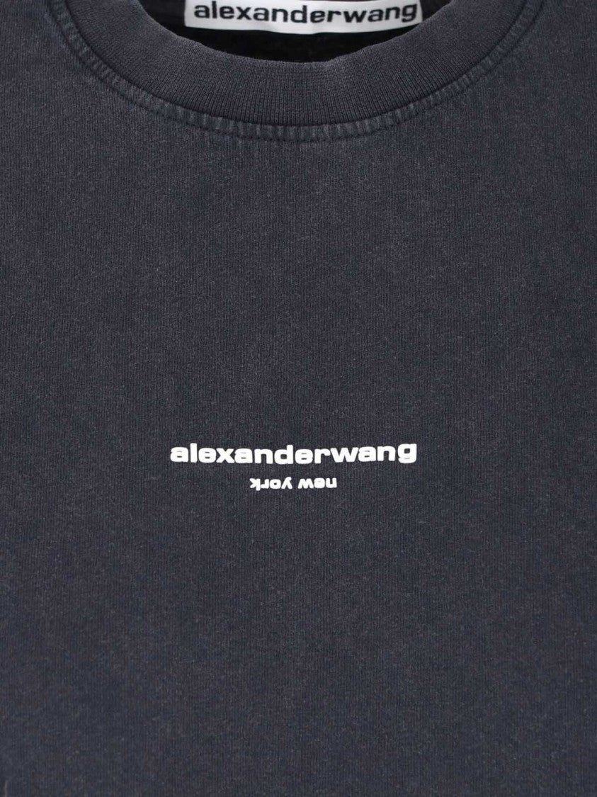 Alexander Wang Cropped Short-Sleeved T-Shirt With Crew Neckline