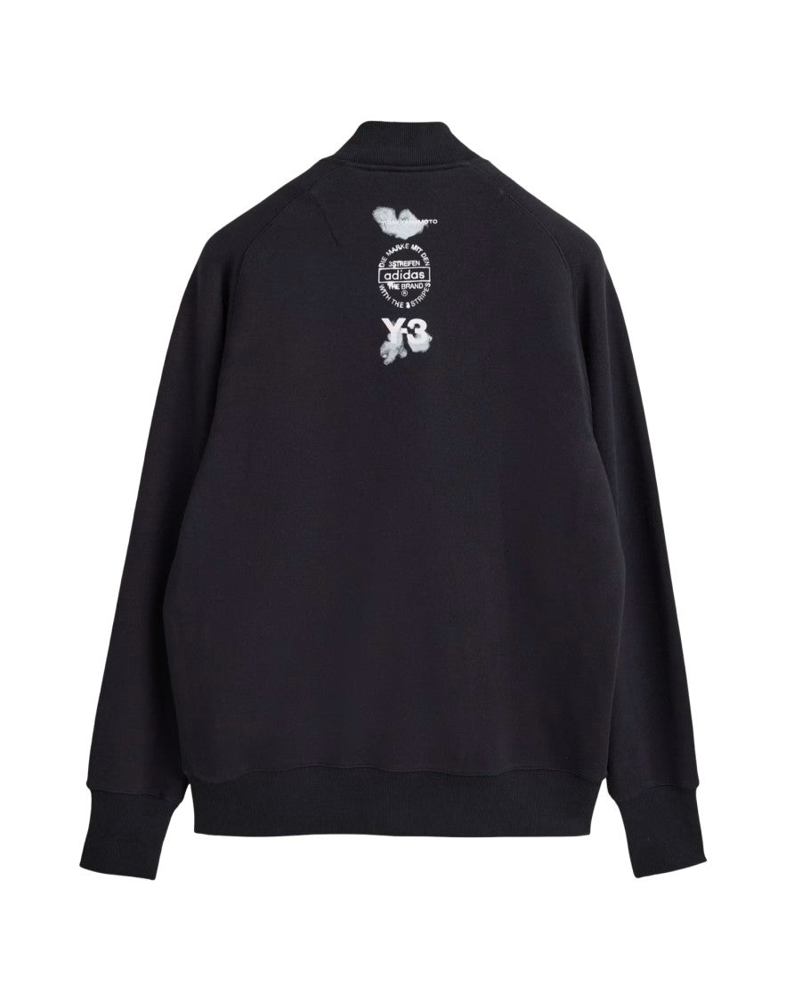 Y-3 Minimalist Black Zip-Up Track Jacket With Ribbed Details