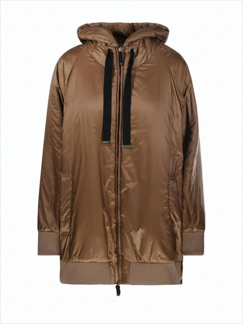 Max Mara Brown Hooded Casual Jacket With Padded Finish