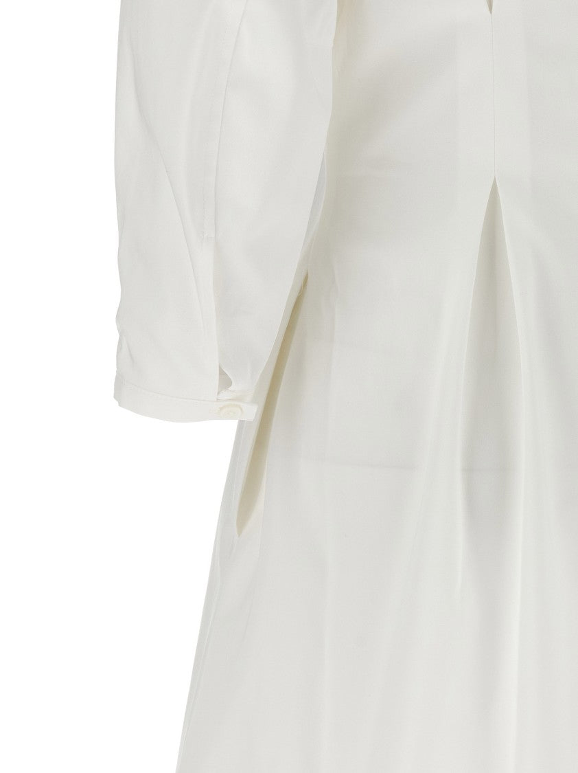 Totême Structured Hourglass Mini Dress With Pleats And Balloon Sleeves
