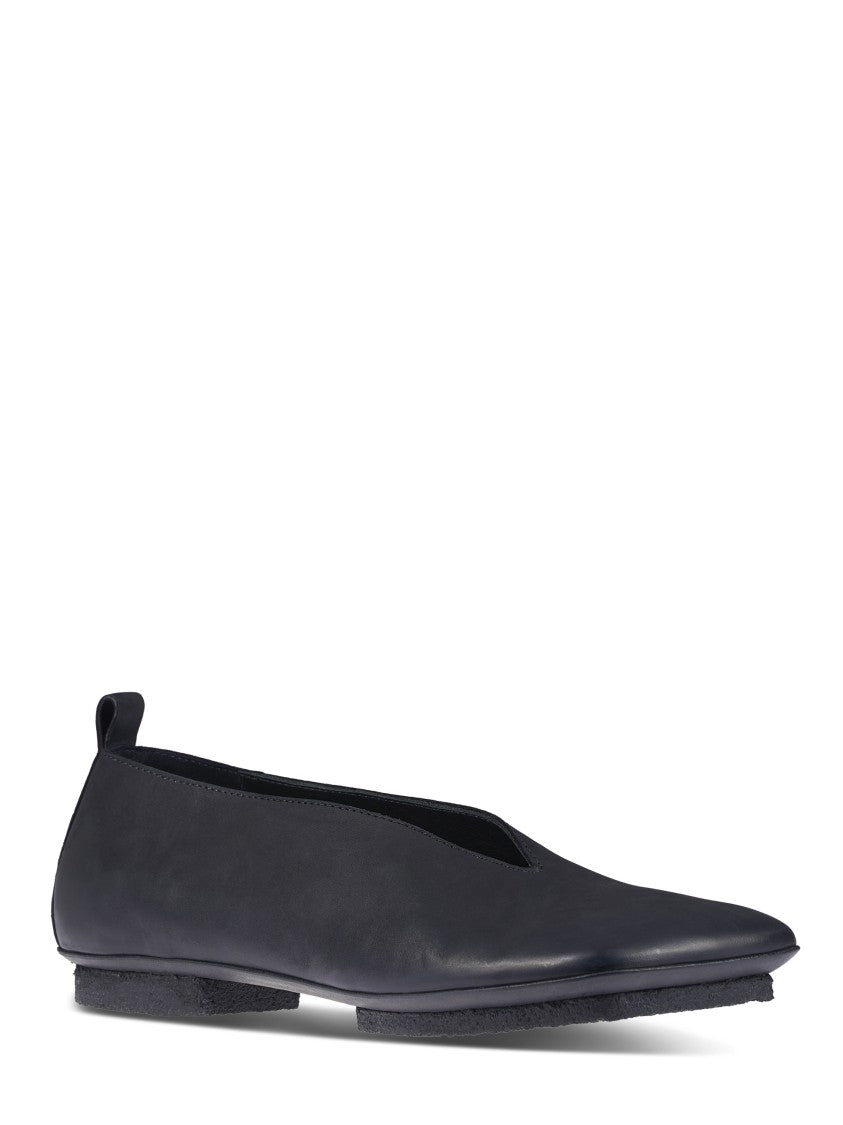 Uma Wang Black Leather Ballet Flats With Textured Sole