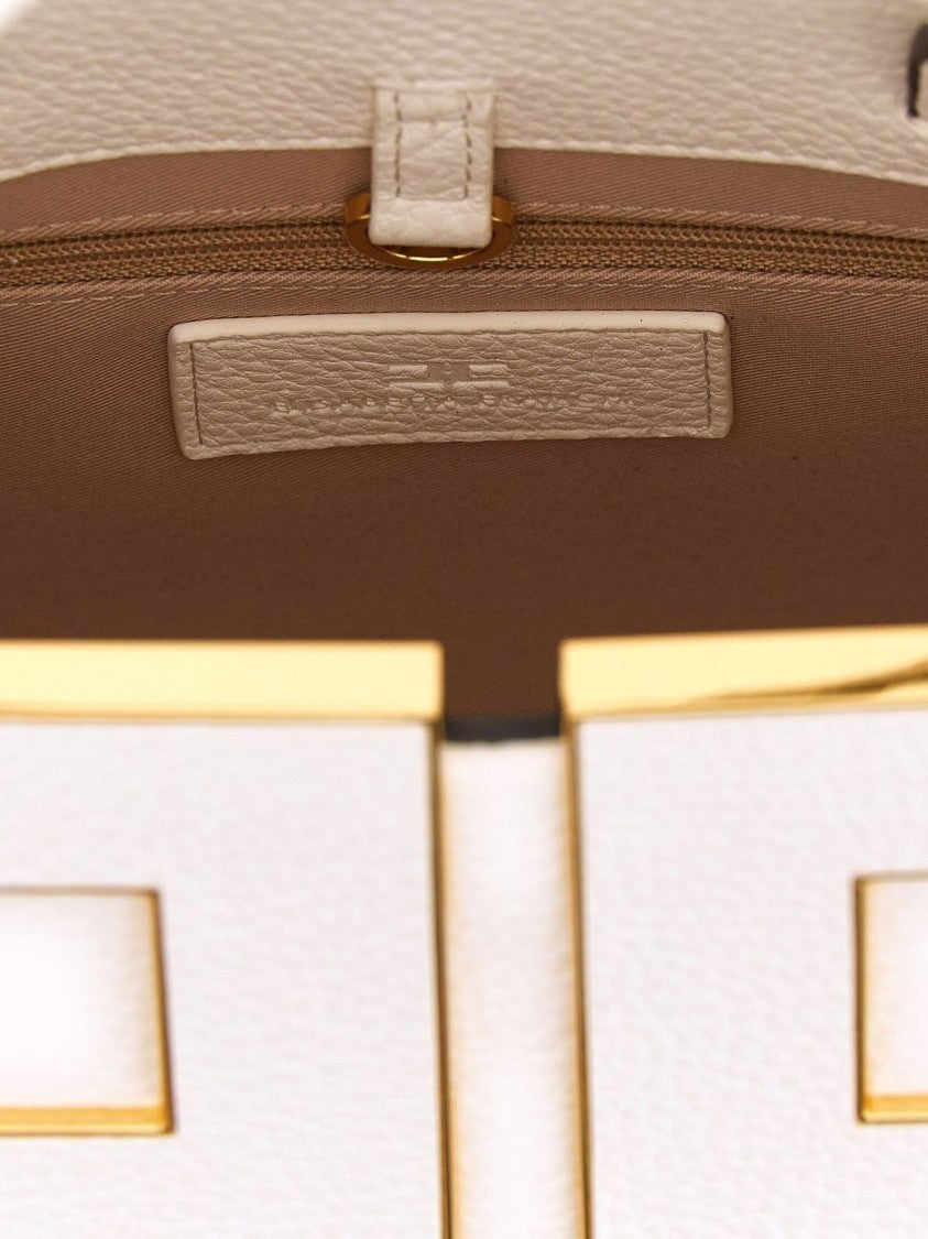 Elisabetta Franchi Geometric Gold Accent Leather Handbag