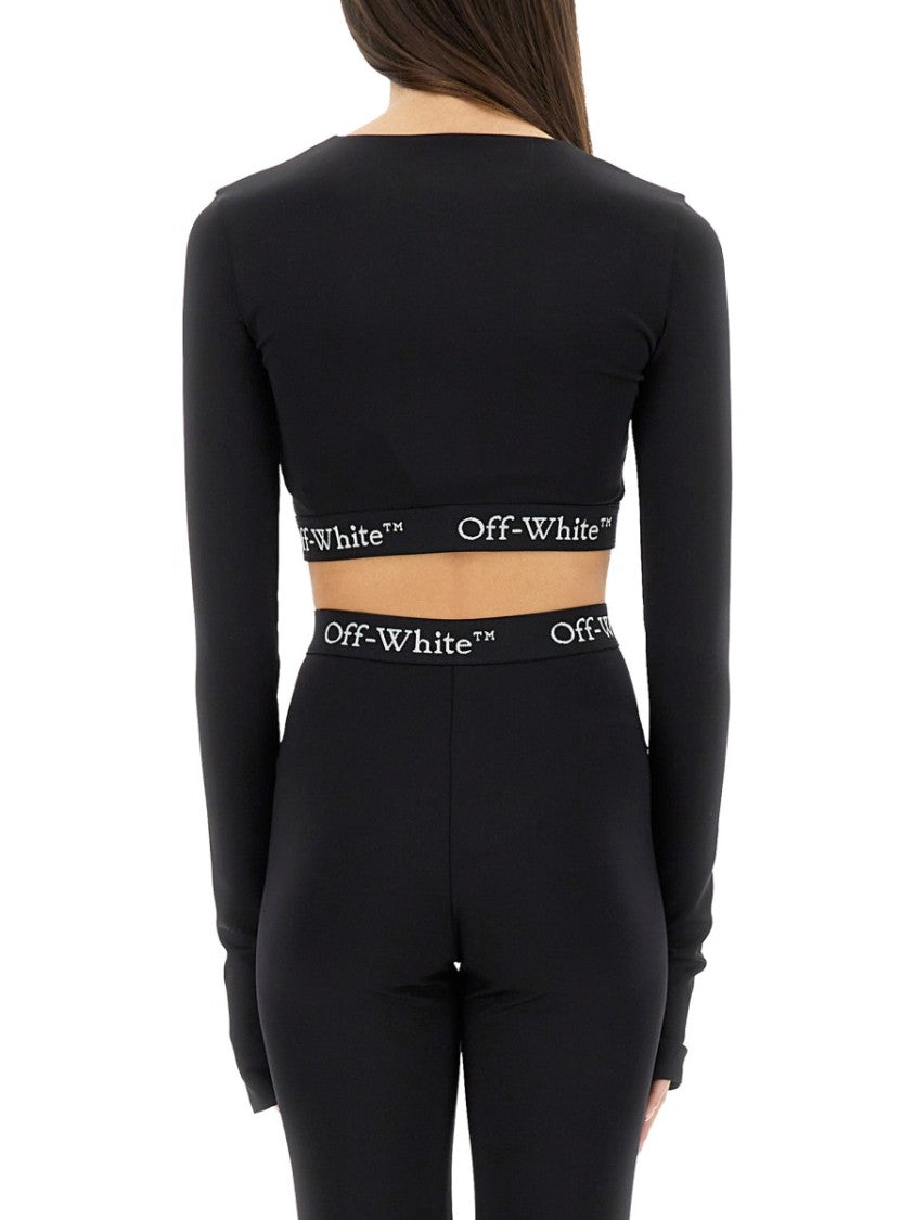 Off-White Cropped Top With Logoed Band