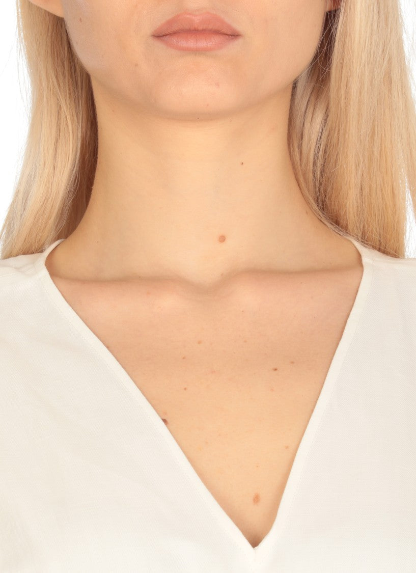 Fabiana Filippi White Viscose And Linen Dress