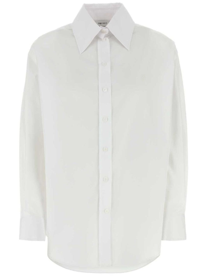 alexander mcqueen dress shirt Men's Designer Shirts | Harness & White cotton poplin harness shirt detailed with a metal buckle McQueen Men's Tonal Harness Dress