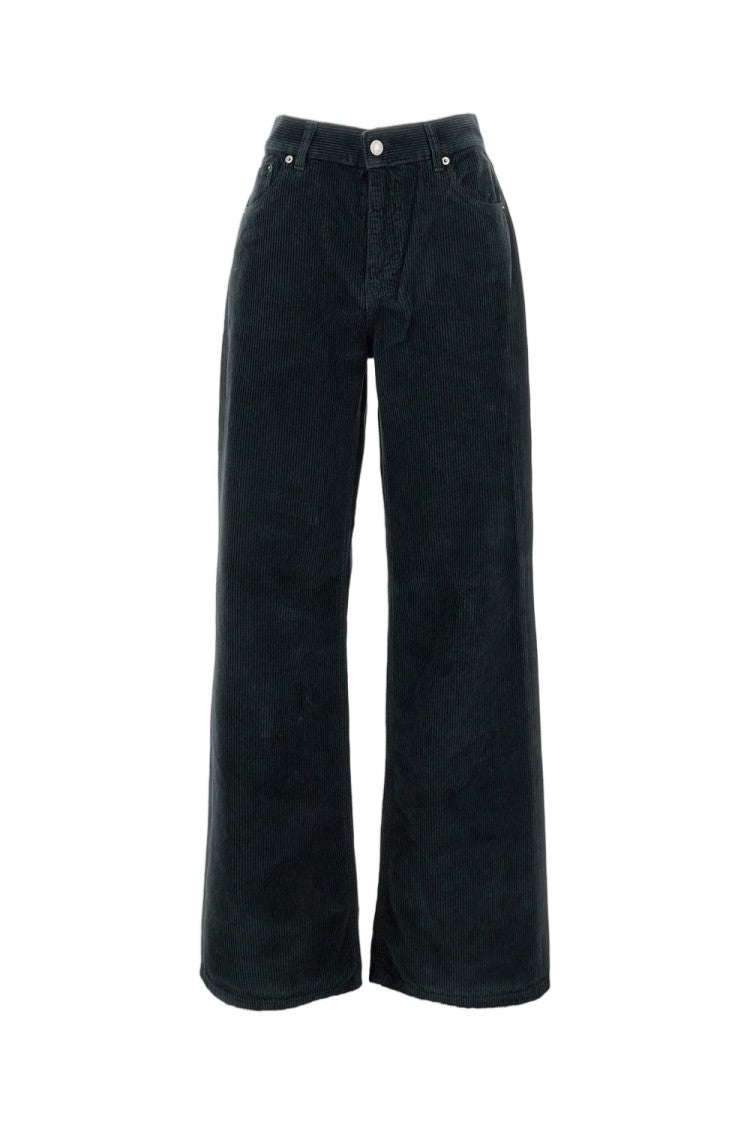 Haikure Wide-Leg Ribbed Cotton Jeans With Textured Finish