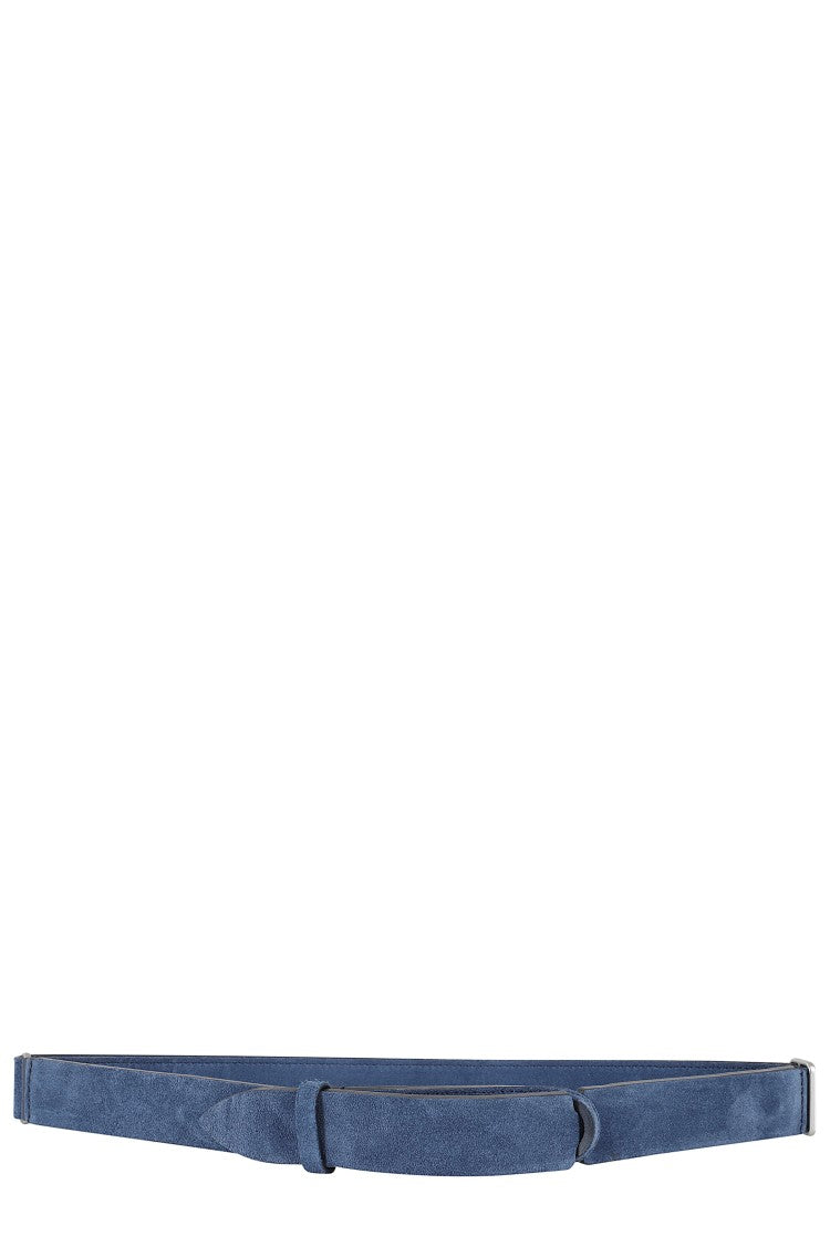 Orciani No-Buckle Blue Suede Belt With Modern Design