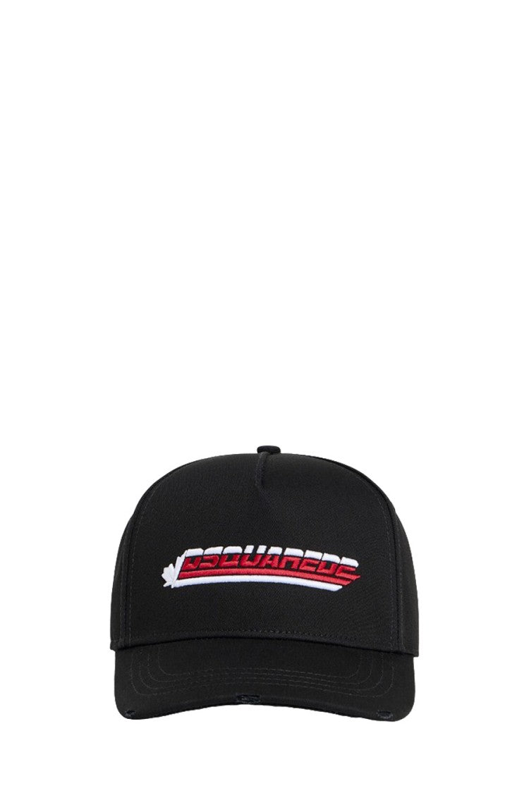 Dsquared2 Black Racing Embroidered Wordmark Logo Cotton Hat