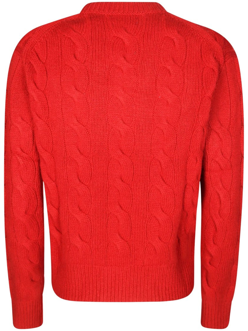 Polo Ralph Lauren Red Cable-Knit Wool-Cashmere Sweater