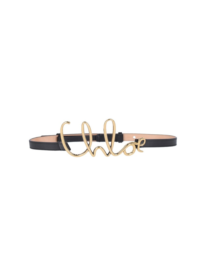 Chloé "Iconic" Thin Belt Black