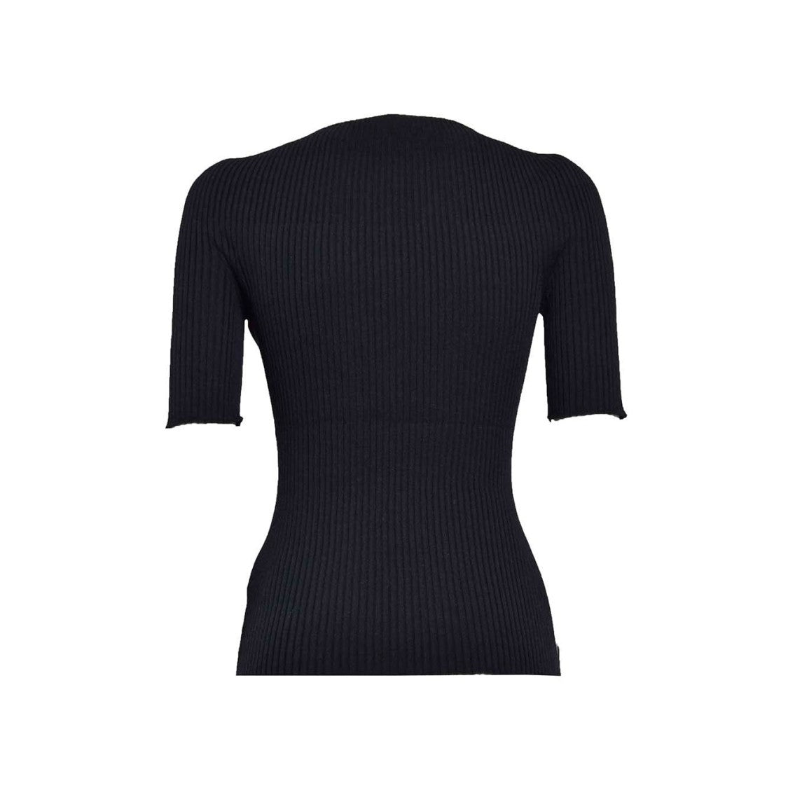 Courrèges Solar Black Ribbed Cotton Sweater