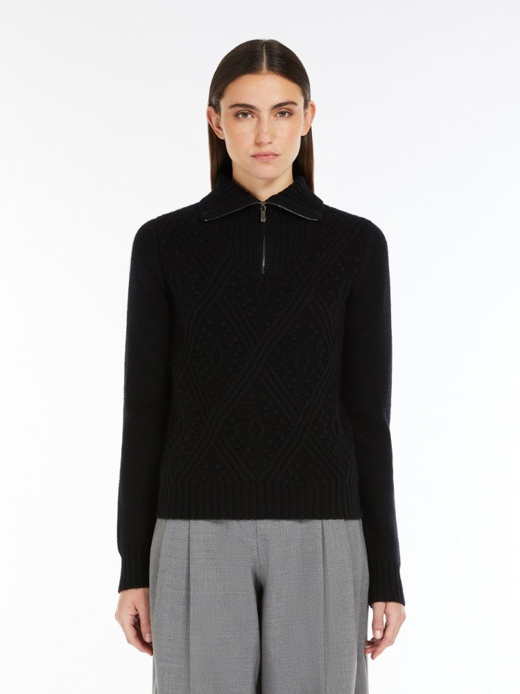 Max Mara Cashmere-Blend Black Jumper With High Neck
