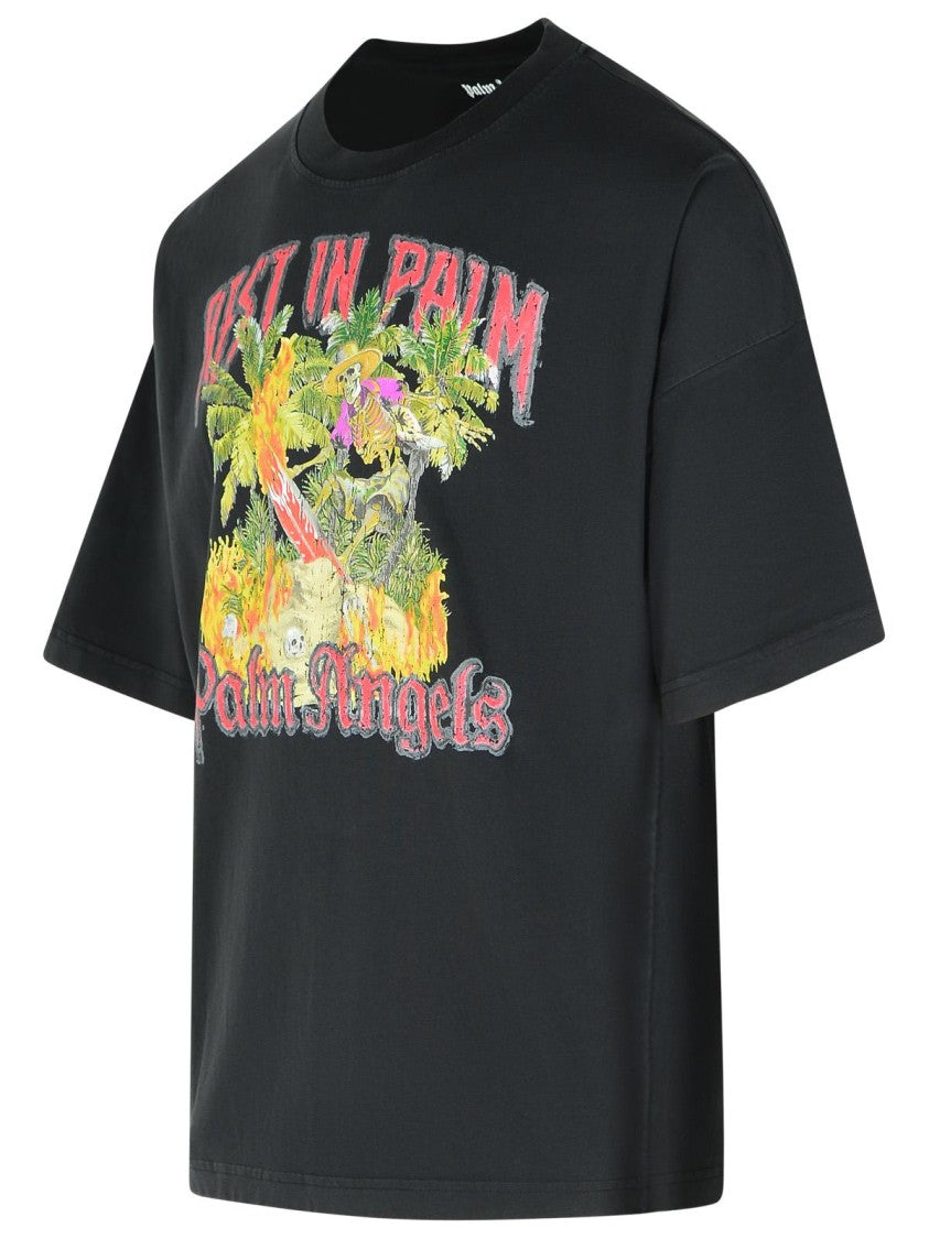 Palm Angels Rest In Palm' Black Cotton T-Shirt