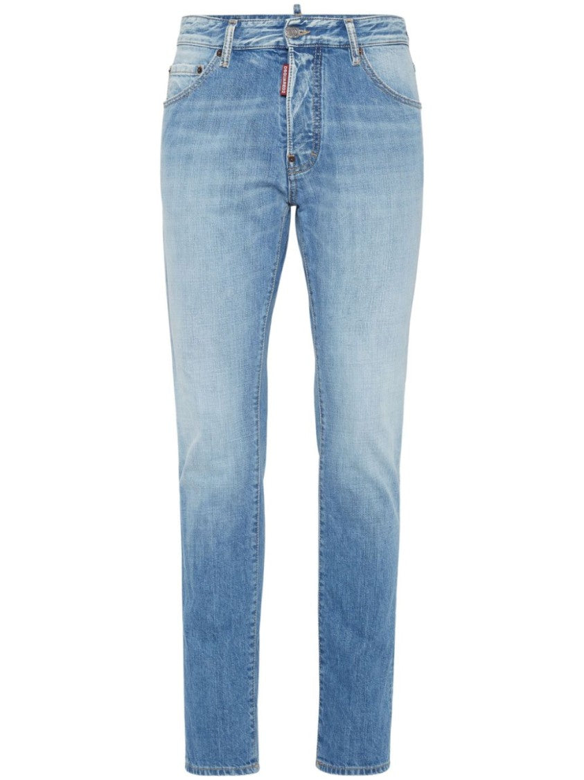 Dsquared2 Slim Mid-Rise Blue Denim Jeans