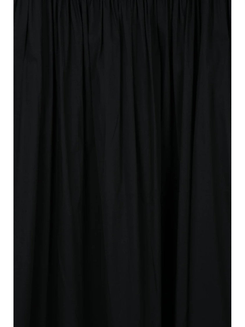 Semi Couture Black Gathered Cotton-Blend Long Dress