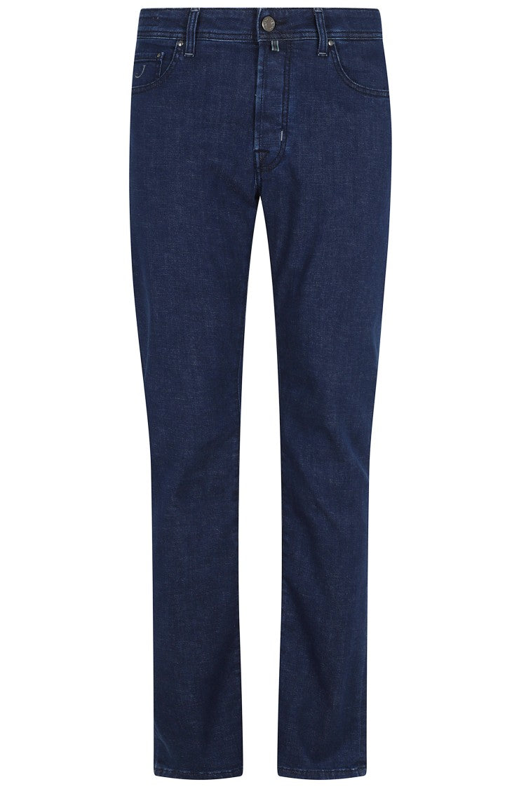Jacob Cohen Dark Blue Bard Five-Pocket Cotton-Blend Jeans