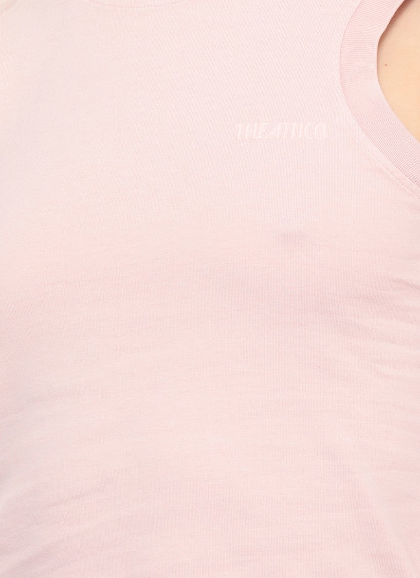 The Attico Pink Reese Embroidered Cotton Tank Top
