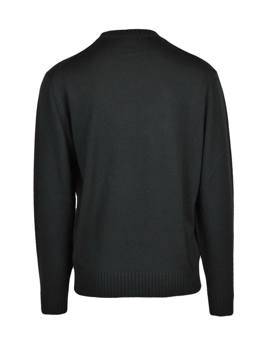 Filippo De Laurentiis Crew Neck Pullover In Military Green Wool