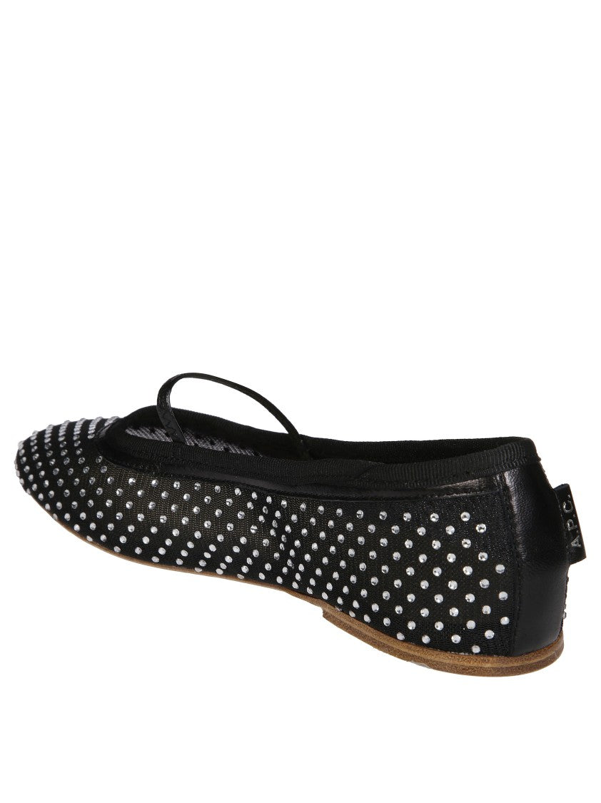 A.P.C. Ballerina Flats With Rhinestone Bow Detail