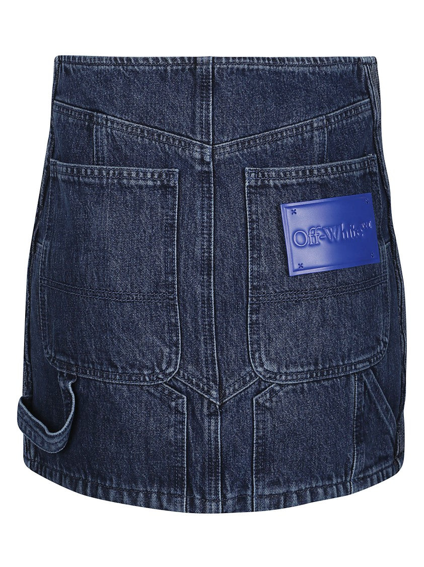 Off-White Motorcycle Hole Cotton Denim Mini Skirt