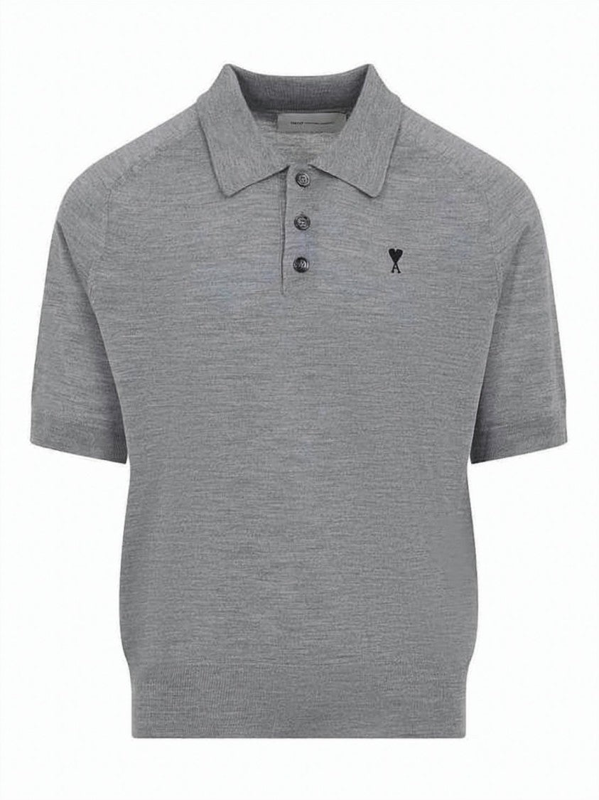 Ami Paris Short-Sleeved Wool Polo Shirt
