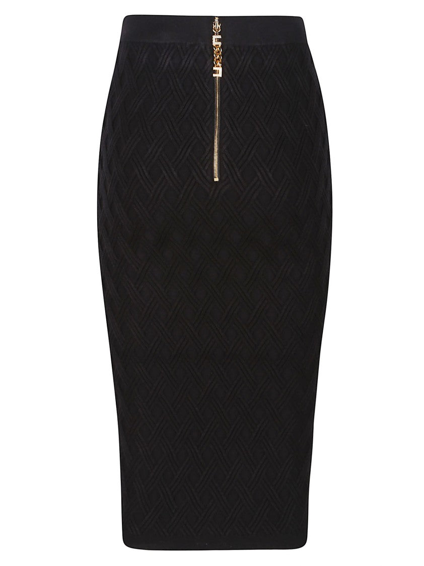 Elisabetta Franchi High Waisted Viscose-Blend Midi Skirt