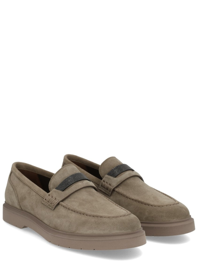 Brunello Cucinelli Sleek Rounded-Toe Leather Loafers