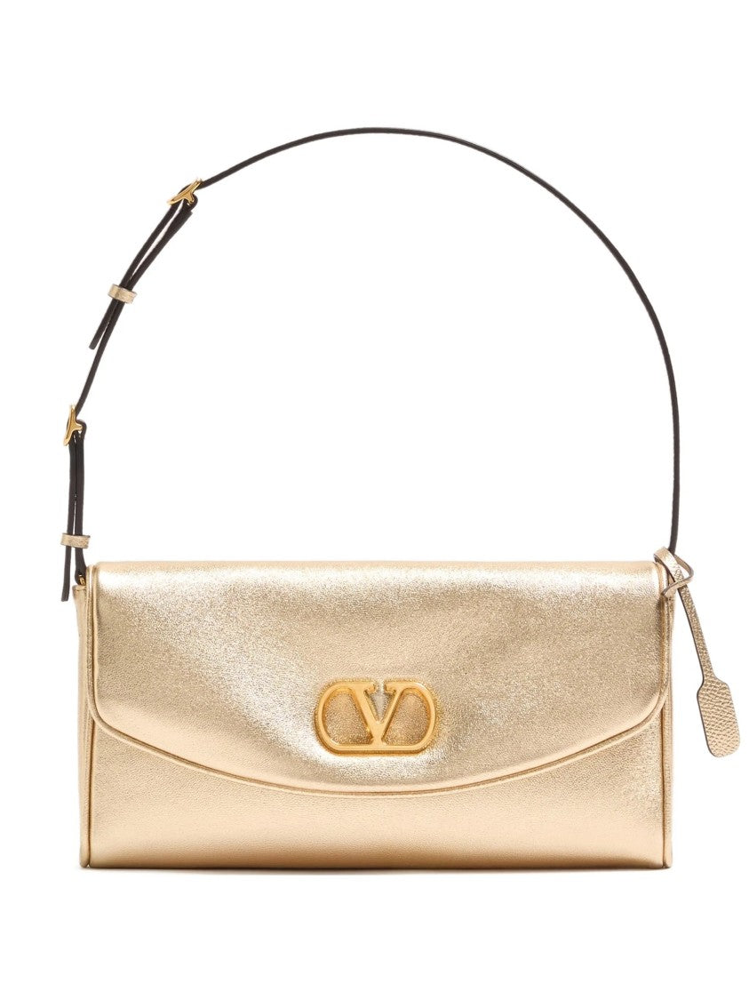 Valentino Rectangular Nappa Leather Shoulder Bag With Metal Logo