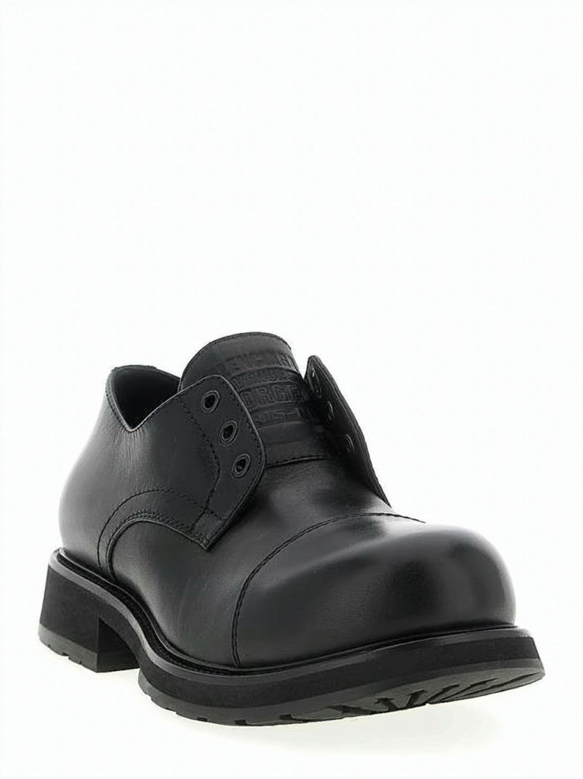 Balenciaga Smooth Black Leather Derby Shoe With Rounded Toe