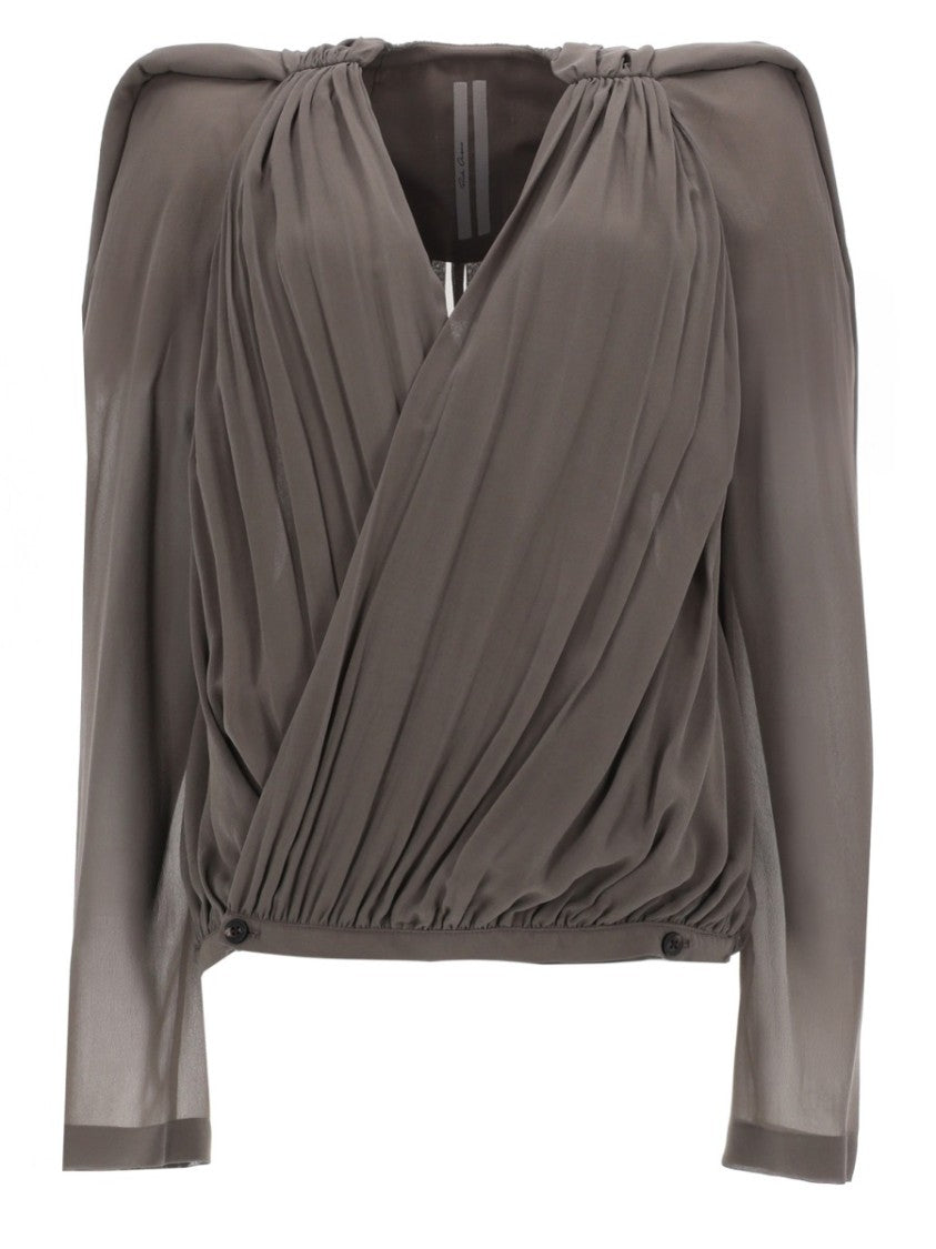 Rick Owens Neutrals Mary Draped Sheer Sleeves Jacket