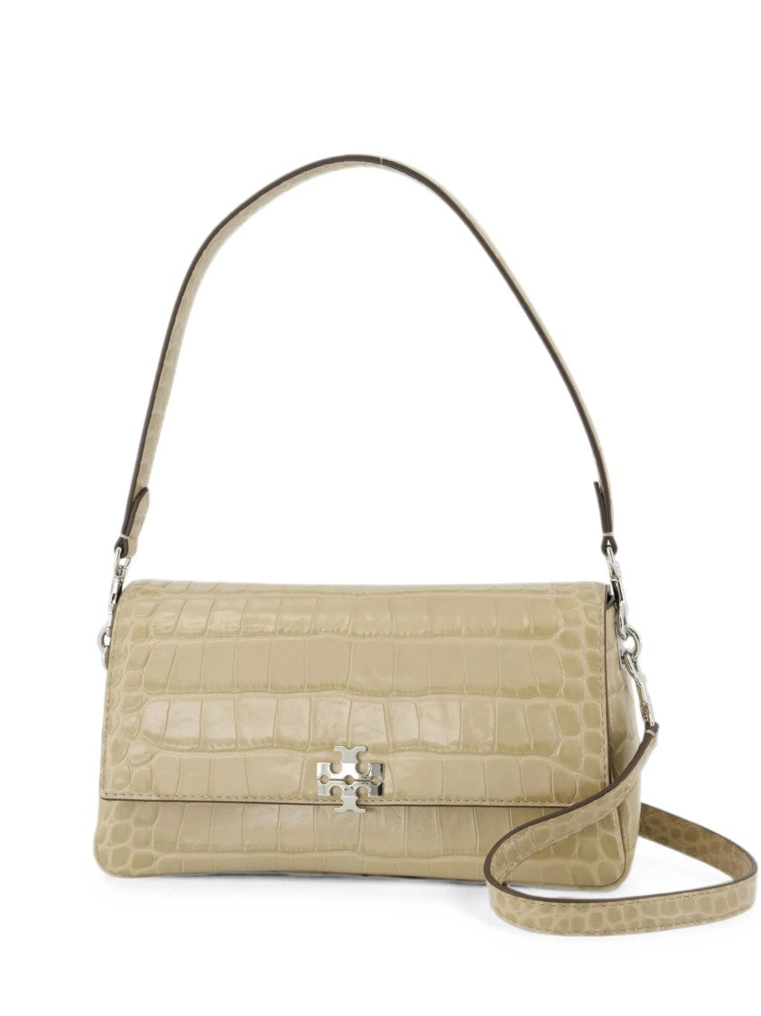 Tory Burch Charlie Small Shoulder Bag Crocodile Lambskin