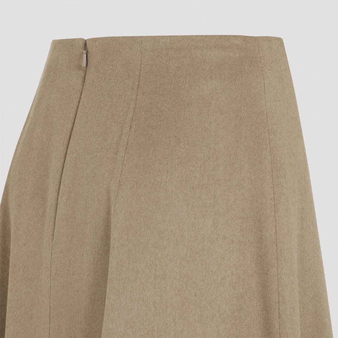 Max Mara Camel Wool Midi Skirt With Full Silhouette