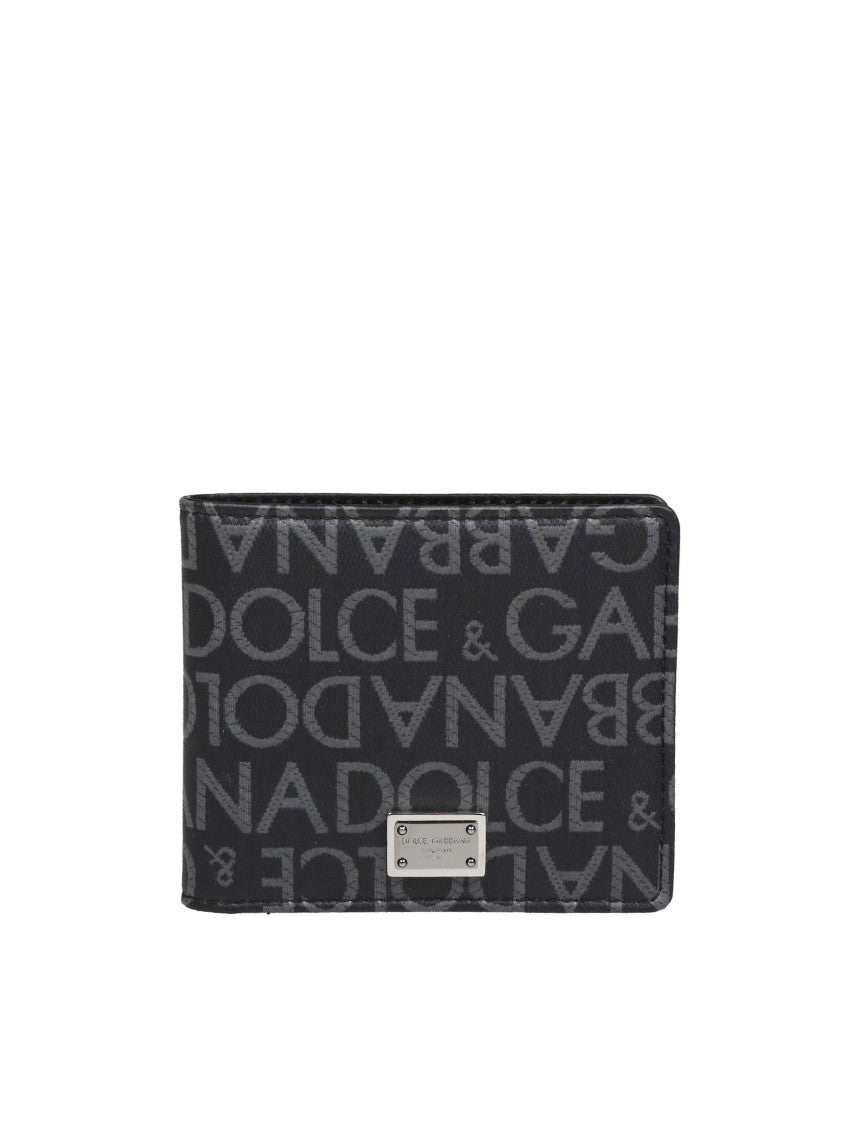Dolce & Gabbana Black Jacquard Fabric Wallet