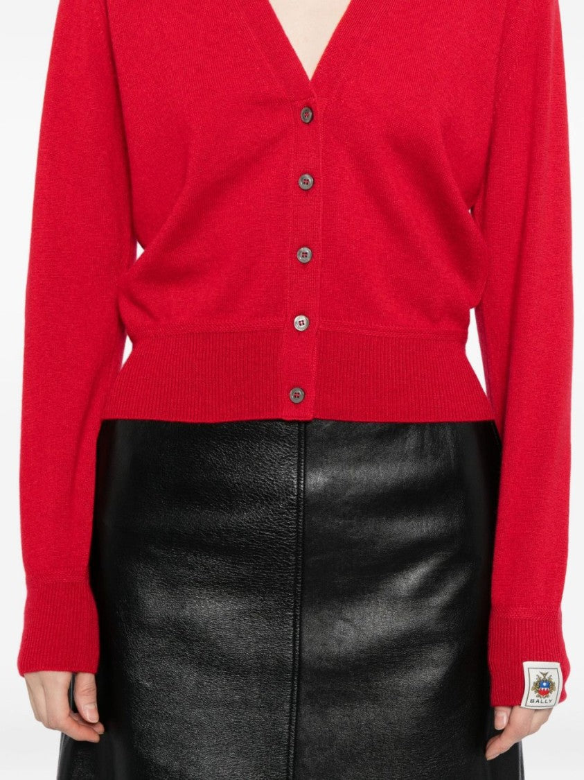Bally Cardigan With V-Neck And Logo Patch Detail