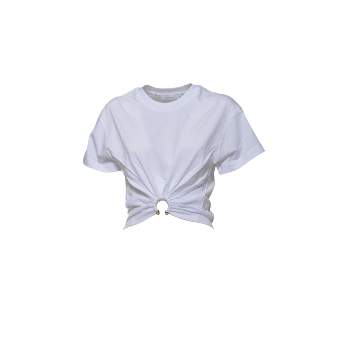 Rabanne White Cotton Cropped Piercing T-Shirt