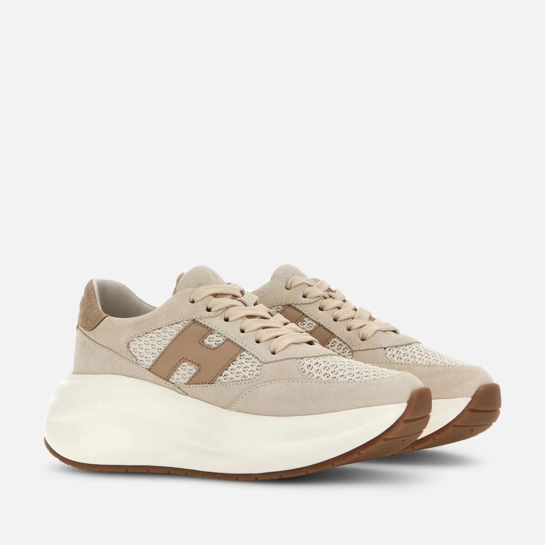 Hogan Beige H696 Allacciato H Lace-Up Shoes