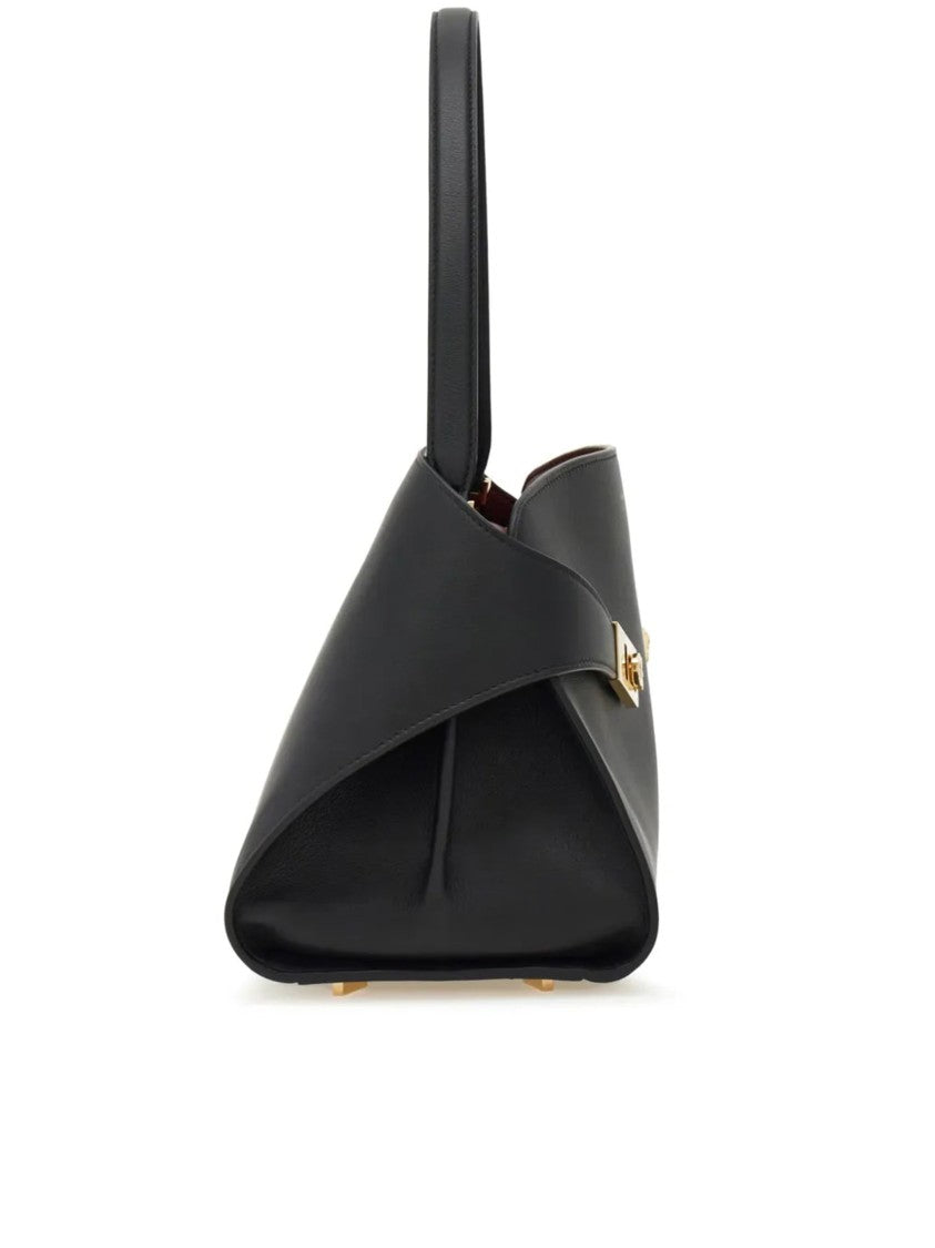 Salvatore Ferragamo Black Hug Sh S Smooth Leather Handbag
