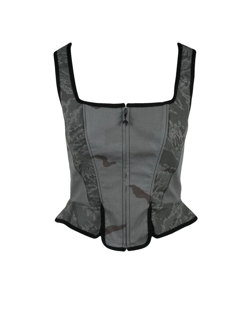 Marine Serre Grey Polyester Cotton Viscose Women's Top