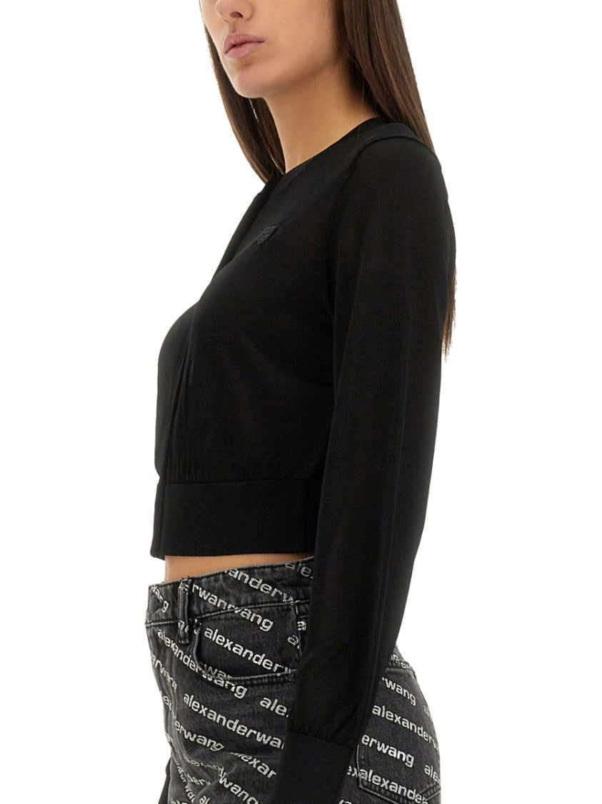 T By Alexander Wang Black Cropped Cardigan